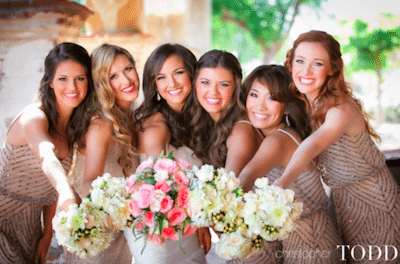 Flowers compliment dresses without being an exact match. Image provided by Christopher Todd Studios