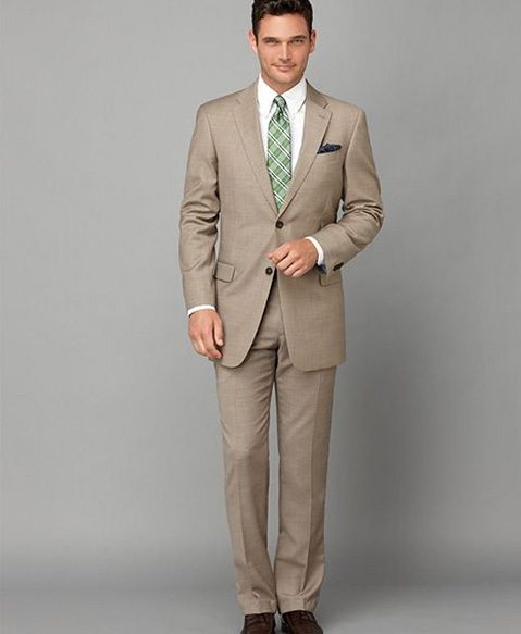 Macy's Tommy Hilfiger Suit Separates, Tan Sharkskin Slim Fit